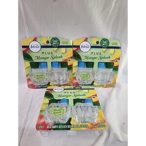 6 Febreze MANGO SPLASH Scented oil Plug Refills Air Freshner 6 refill Plugs